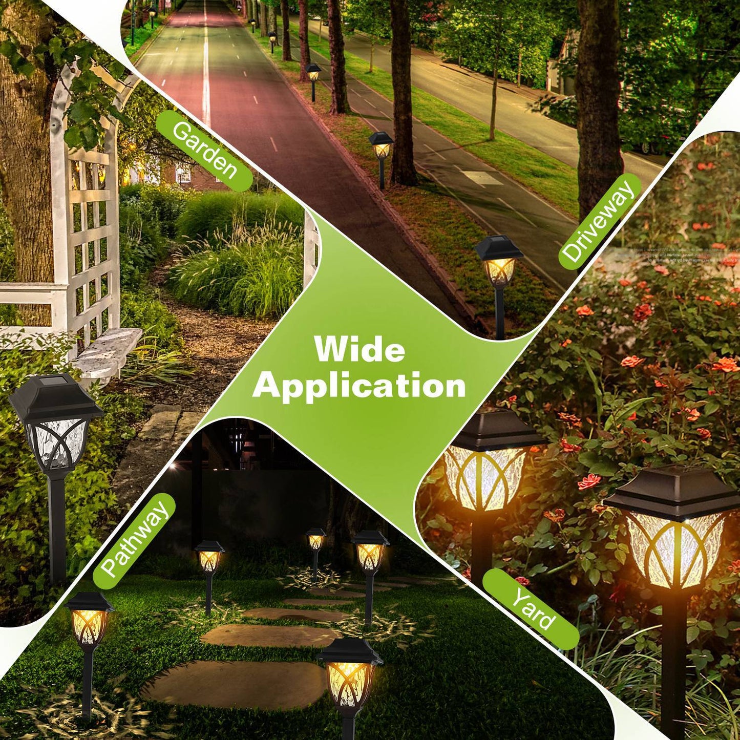 6Pack Solar Powered Stake Light Outdoor Decorative Landscape Lamp IP45 Waterproof Auto On Off Outdoor Light For Pathway Garden Yard Patio